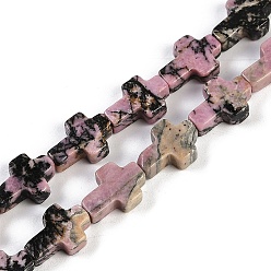 Родонит Природные родонит бисер нитей, крестик, 13.5x9.5x4.5 мм, отверстие : 0.7 мм, около 28 шт / нитка, 15.55'' (39.5 см)