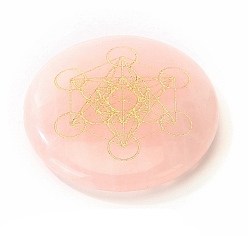 Розовый Кварц Чакра натуральный розовый кварц плоские круглые пальмовые камни, Целебный камень с выгравированным кубом Метатрона, 30 мм