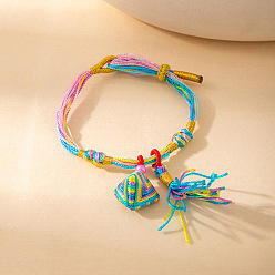 Deep Sky Blue Chinese Style Cotton Cord Woven Zongzi Charm Bracelets for Women, Deep Sky Blue, 8.27 inch(21cm)