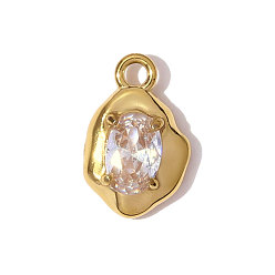 Настоящее золото 18K 304 микро нержавеющей стали прокладывать Цирконом подвески, самородки прелести, зеркальная полировка, ионное покрытие (ip), реальный 18 k позолоченный, 12x8 мм