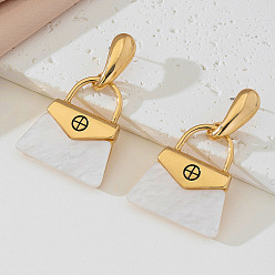 Bag Серьги-гвоздики из сплава и акрила, золотые, пакет, 56x34 мм