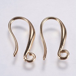 Golden Brass Earring Hooks, with Horizontal Loop, Long-Lasting Plated, Lead Free & Cadmium Free, Golden, 21x10x1.5mm, Hole: 2mm, 18 Gauge, Pin: 1mm