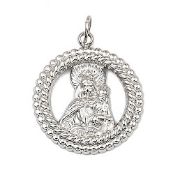 Нержавеющая Сталь Цвет Тема Девы Марии 304 подвески из нержавеющей стали, плоско-круглые, без кадмия, без никеля и без свинца, цвет нержавеющей стали, 22x19.5x2.5 мм, отверстие : 4 мм