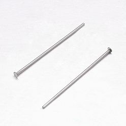 Stainless Steel Color 304 Stainless Steel Flat Head Pins, Stainless Steel Color, 50x0.7mm, 21 Gauge, Head: 1.2~1.5mm