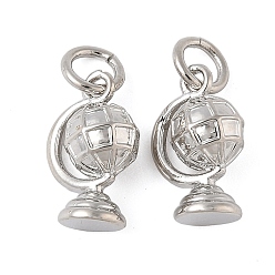 Платина Латунные подвески, шармы в виде земного шара, с целью перехода в кольце, долговечный, без свинца и без кадмия, платина, 12x7.5x5.5 мм, отверстие : 3.5 мм