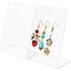 Прозрачный 4шт. акриловые дисплеи для сережек, подставки для сережек в форме буквы L, прозрачные, 8x4.7x11.6 см, отверстие : 1.6 мм