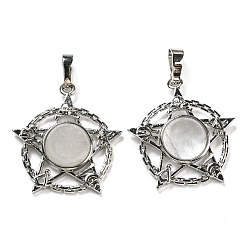 Хрусталь Природного кварца хрустальных подвесок, подвески из горного хрусталя, подвеска в виде стойки из латуни со звездой, платина, без кадмия и без свинца, 27.5x25.5x7~8 мм, отверстие : 8x5 мм