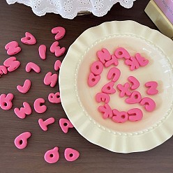 Hot Pink Opaque Acrylic European Beads, Large Hole Beads, Letter, Hot Pink, 21.7~27.8x12.8~25.7x10mm, Hole: 5.8mm, about 165pcs/500g