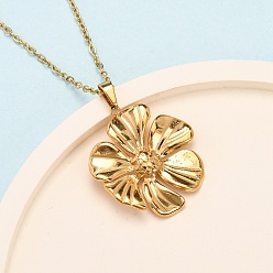 Золотой 304 Кулоны-подвески в виде цветка из нержавеющей стали для женщин, золотые, 17.83 дюйм (45.3 см)