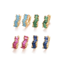 (52) Непрозрачная лаванда Прямоугольные серьги-кольца с кубическим цирконием, серьги на петлях из настоящей позолоченной латуни 18k для женщин, без свинца и без кадмия, разноцветные, 13x12x5 мм, штифты : 1 мм