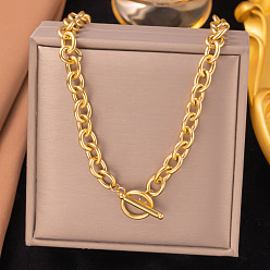 Золотой 304 ожерелья из толстой цепочки из нержавеющей стали для женщин, с Переключить застежками, золотые, 17.01 дюйм (43.2 см)