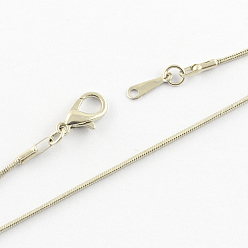 Platinum Brass Round Snake Chain Necklaces, Platinum, 20 inch(50.8cm)