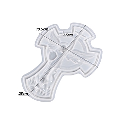 White Cross with Angel Display Tray DIY Silicone Mold, Resin Casting Molds, for UV Resin, Epoxy Resin Craft Making, White, 250x185x13mm