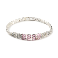 Серебро Браслет из латуни с прямоугольными звеньями, теннисные браслеты из кубического циркония, долговечный, без кадмия и без свинца, серебряные, 7-1/4 дюйм (18.5 см)