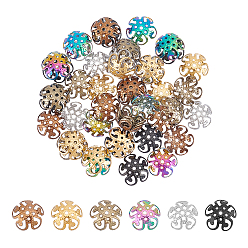 (52) Непрозрачная лаванда 48 шт. 6 цвета 5-лепесток 304 колпачки из нержавеющей стали, разноцветные, 10~10.5x4~4.5 мм, отверстие : 0.6~1 мм, 8 шт / цвет