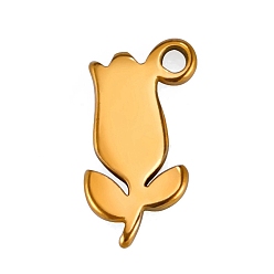 Золотой 304 прелести нержавеющей стали, цветочный шарм, золотые, 11.1x6.7 мм