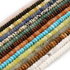 Смешанные камни Природных драгоценных камней смешанного бисер нитей, рондель, смешанные окрашенные и неокрашенные, 4x2 мм, отверстие : 0.9 мм, около 160~162 шт / нитка, 14.96~15.16 дюйм (38~38.5 см)