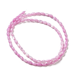 Pearl Pink Natural Trochus Shell Beads Strands, Dyed, Rice, Pearl Pink, 5x3~3.5mm, Hole: 0.7mm, about 81~82pcs/strand, 15.39''~15.51''(39.1~39.4cm)