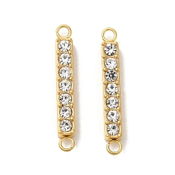 Золотой Ионное покрытие (IP) 304 Подвески для соединителей из нержавеющей стали с кристаллами и стразами, прямоугольник ссылки, золотые, 20.5x3x3 мм, отверстие : 1.5 мм