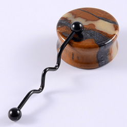 Другие 304 длинные серьги-штанги из нержавеющей стали для хрящей, чёрные, форма волны, 35x5 мм, штифты : 1.2 мм