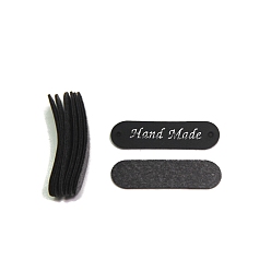 Черный Овальные этикетки с надписью из искусственной кожи ручной работы, для джинсов своими руками, , обуви, аксессуары для шляп, чёрные, 45x12 мм