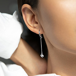 Серебро S925 Серебряные геометрические длинные серьги-подвески с кубическим цирконием, элегантные украшения на каждый день