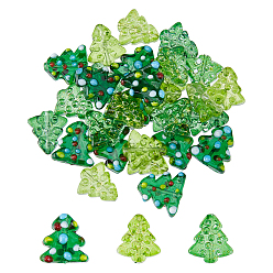 (52) Непрозрачная лаванда 30шт. 3 стили окрашенных и нагретых стеклянных бусин, золотой фольгой, пузырьковый эффект, рождественская елка, разноцветные, 16~17x14.5~15x5.5~7.5 мм, отверстие : 0.8~2 мм, 10 шт / стиль