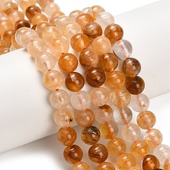 Yellow Hematoid Quartz Натуральный желтый гематоидный кварц/золотые целебные кварцевые бусины нити, круглые, 8.5 мм, отверстие : 0.8 мм, около 46 шт / нитка, 14.96~15.16 дюйм (38~38.5 см)