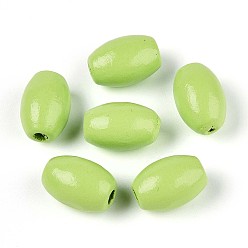 Зелено-Желтый Окрашенные распылением деревянные бусины Schima, рис, зеленый желтый, 12~12.5x7.5~8.5 мм, отверстие : 2~2.5 мм