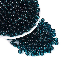 Кадет Синий Fgb прозрачный стеклянный бисер, круглые, круглое отверстие, кадетский синий, 6~6.5 мм, отверстие : 1.2~1.5 мм, Около 1600 шт / фунт
