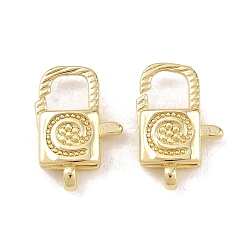 Настоящее золото 18K Карабин-лобстеры, латунные, долгоиграющий, стойки покрытие, без свинца и без кадмия, квадратный, реальный 18 k позолоченный, 16.5x11x4.5 мм, отверстие : 2 мм