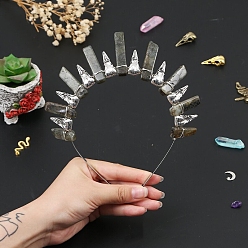 Лабрадорита Ободки для волос из натурального лабрадорита, аксессуары для волос для женщин и девочек, 185x155x15 мм