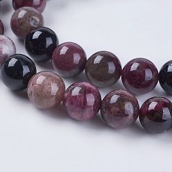 Tourmaline Natural Tourmaline Beads Strands, Round, 8mm, Hole: 1mm, about 46pcs/strand, 15"