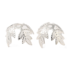 Посеребрённый Шапочки и конусы для бусин, латунные, цветок, 925 серебро покрытием, 19x21x9.5 мм, отверстие : 2 мм