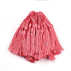 Светло-Коралловый Украшения полиэстер кисточкой, кулон украшения, свет коралловый, 130x6 мм, кисточка: 70~90 мм