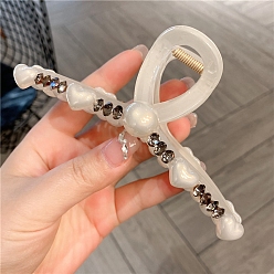 Кукурузный Шелк Пластиковые заколки-коготь для волос для женщин и девочек, сердце, с пластиковой жемчужины, цвет колоса кукурузы, 130 мм