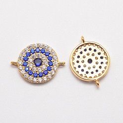 Golden Cz Messing Micro Pave Zirkonia Links, Cadmiumfrei und Nickel frei und Bleifrei, Flachrund, langlebig überzogen, golden, 13x17x2 mm, Bohrung: 1 mm