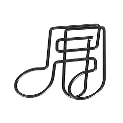 Black Musical Note Shape Iron Paper Clips, Cute Paper Clips, Funny Bookmark Marking Clips, Black, 36x30.5x2mm