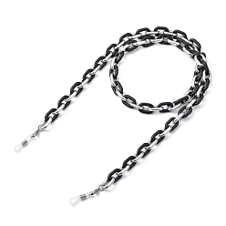 Silver Eyeglasses Chains, Neck Strap for Eyeglasses, with Spray Painted CCB Plastic Cable Chains, 304 Stainless Steel Lobster Claw Clasps and Rubber Loop Ends, Silver, 27.56 inch(70cm)