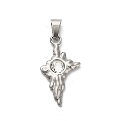 Кристалл 304 подвески из нержавеющей стали звезды, со стразами, цвет нержавеющей стали, кристалл, 28x15x3.5 мм, отверстие : 7x3 мм