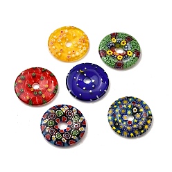 (52) Непрозрачная лаванда Стекло ручной работы тысячецветник бисера, пончик / пи-диск, разноцветные, 34.5~35x4~5 мм, отверстие : 6 мм