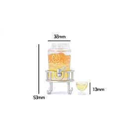 Orange Mini Plastic Self-Service Juice Barrel Miniature Ornaments, Micro Landscape Home Dollhouse Accessories, Home Display Decoration, Orange, 32x53mm