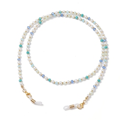 Золотой Цепочки для очков со стеклянными бусинами, с карабинами из цинкового сплава и резиновыми петлями на концах, золотые, 710 мм