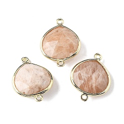 Солнечный Камень Подвески из латуни, с натуральным солнечным камнем, стойки покрытие, слеза, 24.5x18x7 мм, отверстие : 1.6 мм