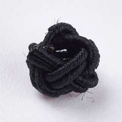 Black Polyester Weave Beads, Round, Black, 6.5x4.5mm, Hole: 4mm