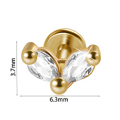 Лист 304 серьги из прозрачного циркониевого хряща из нержавеющей стали с микропаве, золотые, лист, 8 мм, штифты : 1.2 мм