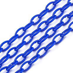 Синий Непрозрачные акриловые кабельные цепи, лошадиный глаз , синие, 13x8x2 мм, 18.5 дюйм ~ 19.29 дюйм (47~49 см) / нить