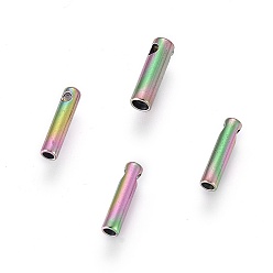 Rainbow Color Ионное покрытие (ip) 304 концы шнура из нержавеющей стали, Торцевые крышки, колонка, Радуга цветов, 7x1.6 мм, отверстие : 0.6 мм, внутренний диаметр: 1 мм
