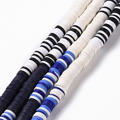 Белый Ручной полимерные нити глины шарик, Heishi бусы, Диск / плоские круглые, белые, 6x0.2~2 мм, отверстие : 2 мм, около 325~330 шт / нитка, 15.12~ 15.35 дюйм (38.4~39 см)