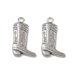 Нержавеющая Сталь Цвет 304 кулон из нержавеющей стали, шарм ковбойских сапог, цвет нержавеющей стали, 23.5x15x3 мм, отверстие : 2.2 мм